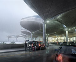 国外建筑表现教程：雨中的《阿曼乔丹阿利亚皇后国际机场》