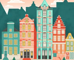 AI教程：绘制扁平化的阿姆斯特丹城市景观