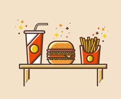 新手福利！教你用AI绘制汉堡包速食组合